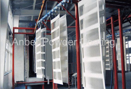 Acoustical barrier powder coating line